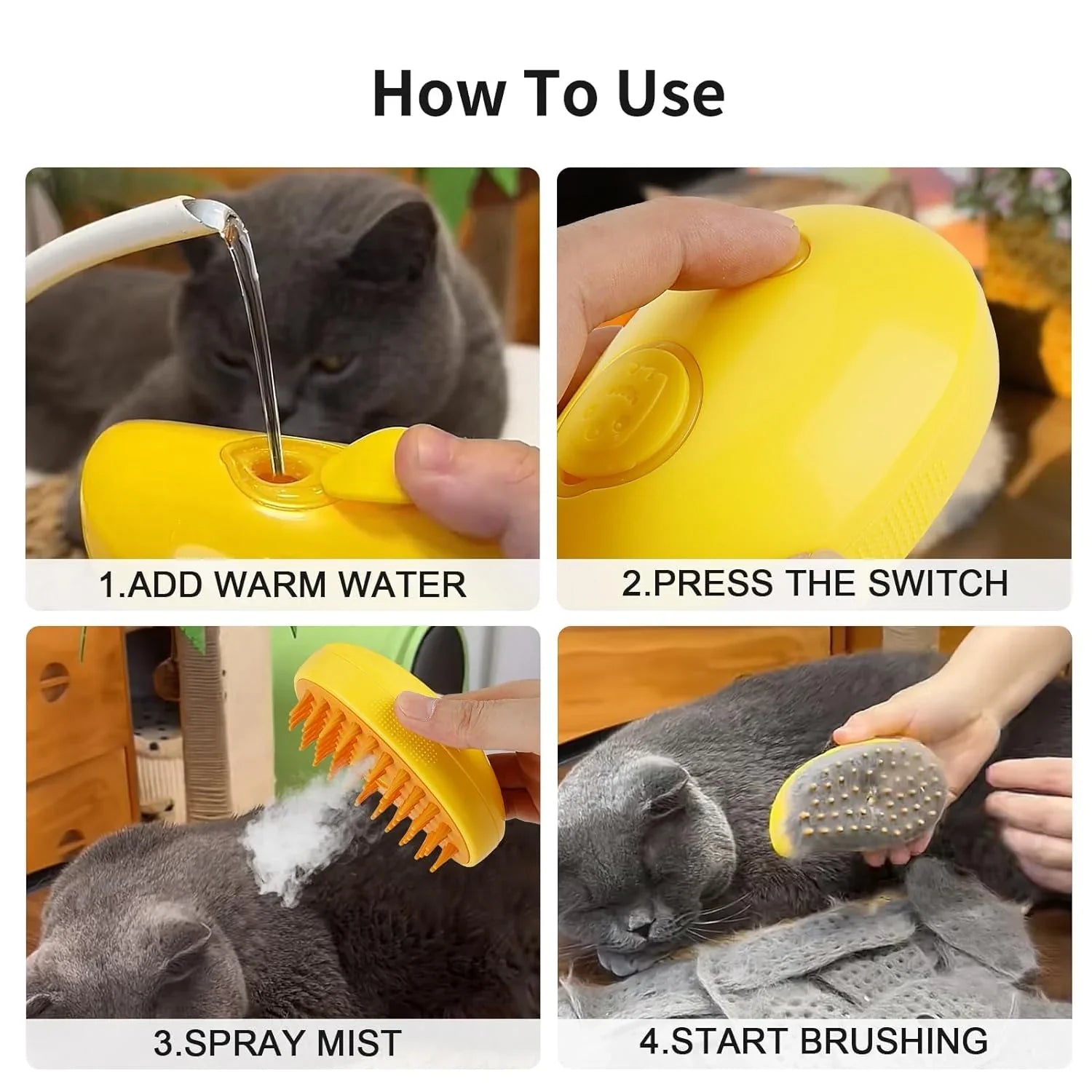 DogCatFri™ SteamBrush: Steam Pet Grooming Brush