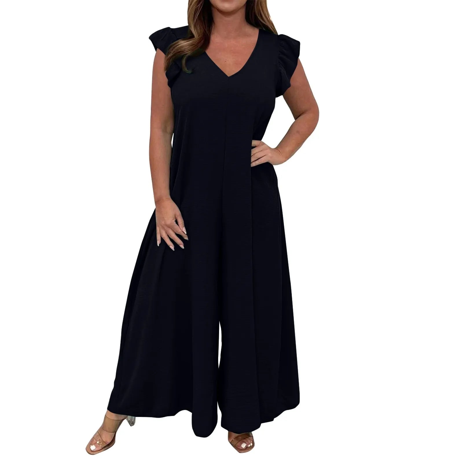 Icone™ CasualJumpsuit: Ruffled Wide Leg Casual Jumpsuit