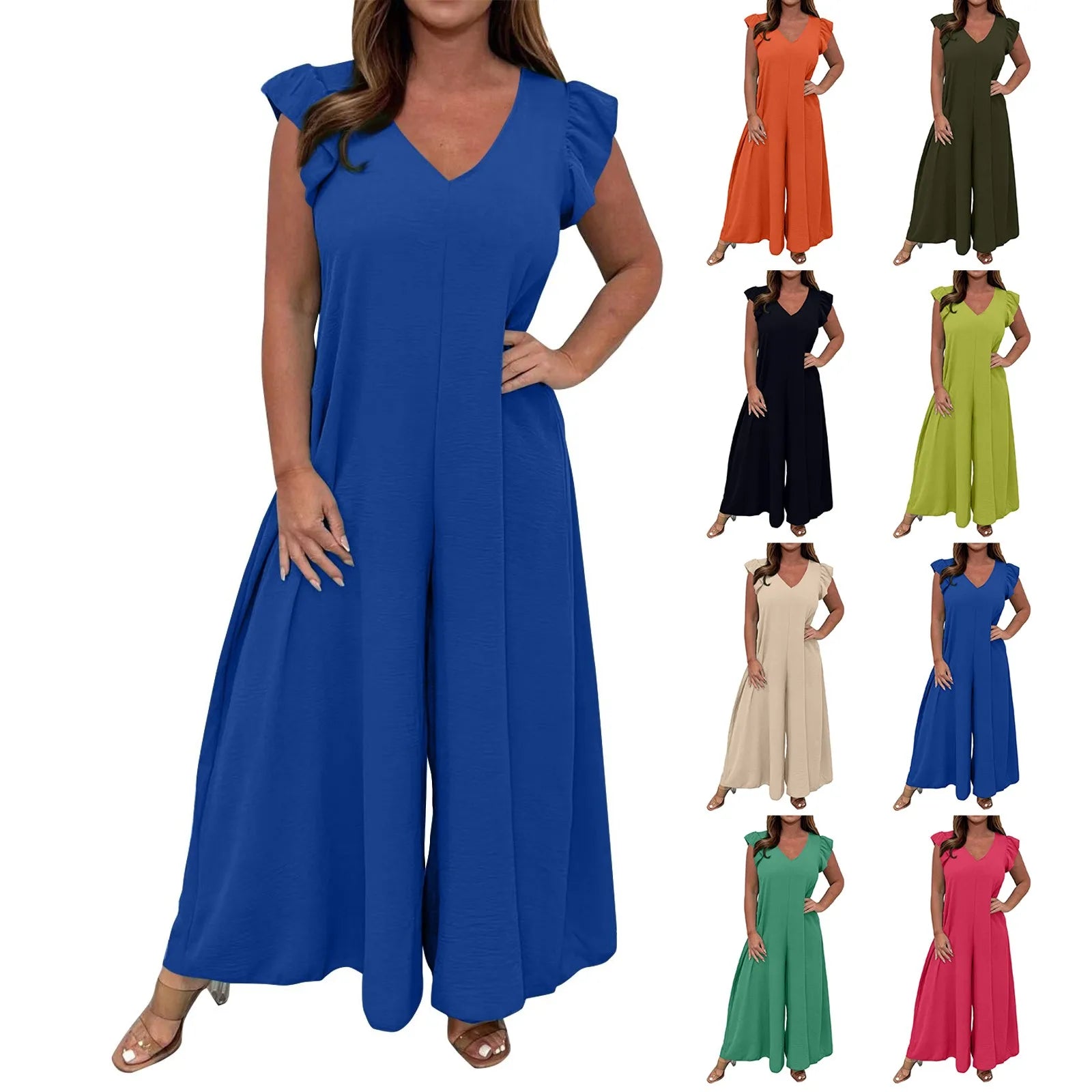 Icone™ CasualJumpsuit: Ruffled Wide Leg Casual Jumpsuit