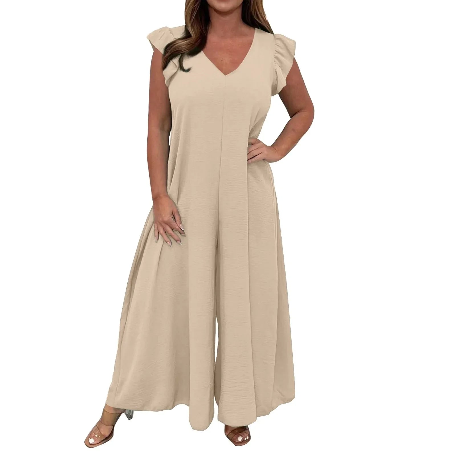 Icone™ CasualJumpsuit: Ruffled Wide Leg Casual Jumpsuit