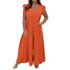 Icone™ CasualJumpsuit: Ruffled Wide Leg Casual Jumpsuit