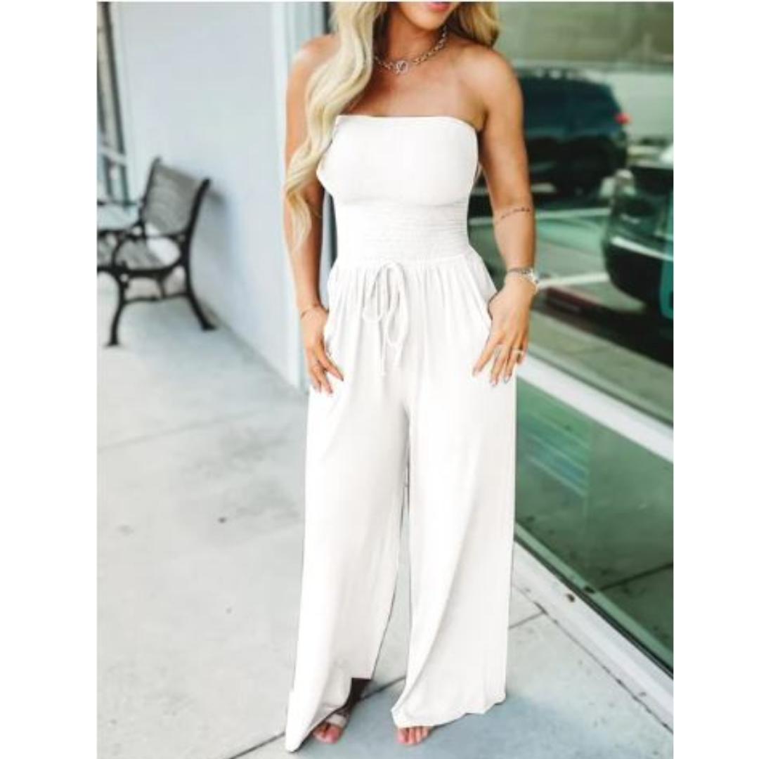 Icone™ Jumpsuit: Tube Top Solid Color Jumpsuit