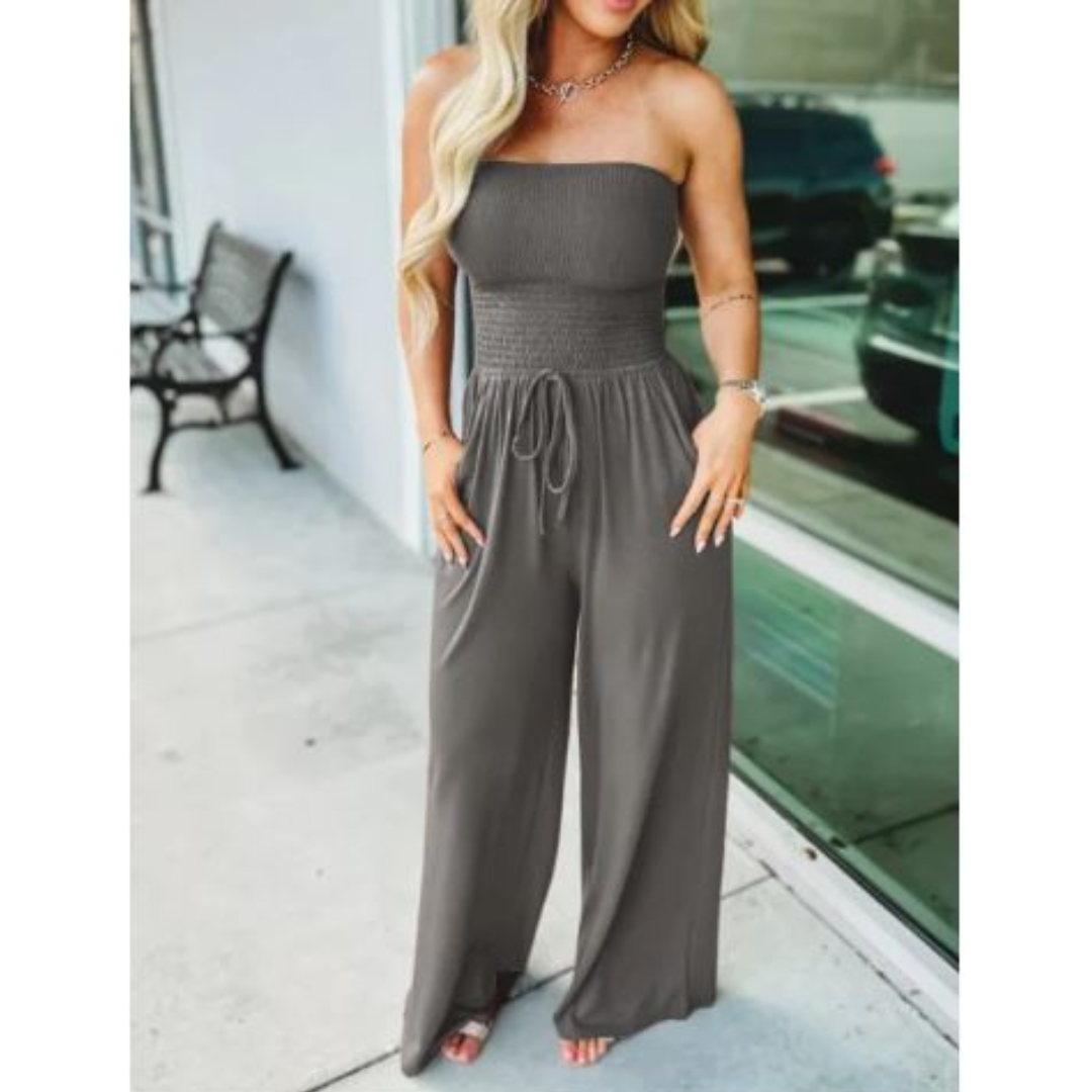 Icone™ Jumpsuit: Tube Top Solid Color Jumpsuit