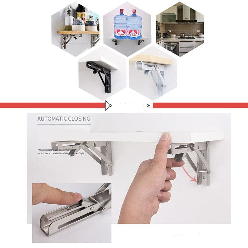 GlideHold® EasyFold 1+1 FREE: Foldable Shelf Brackets